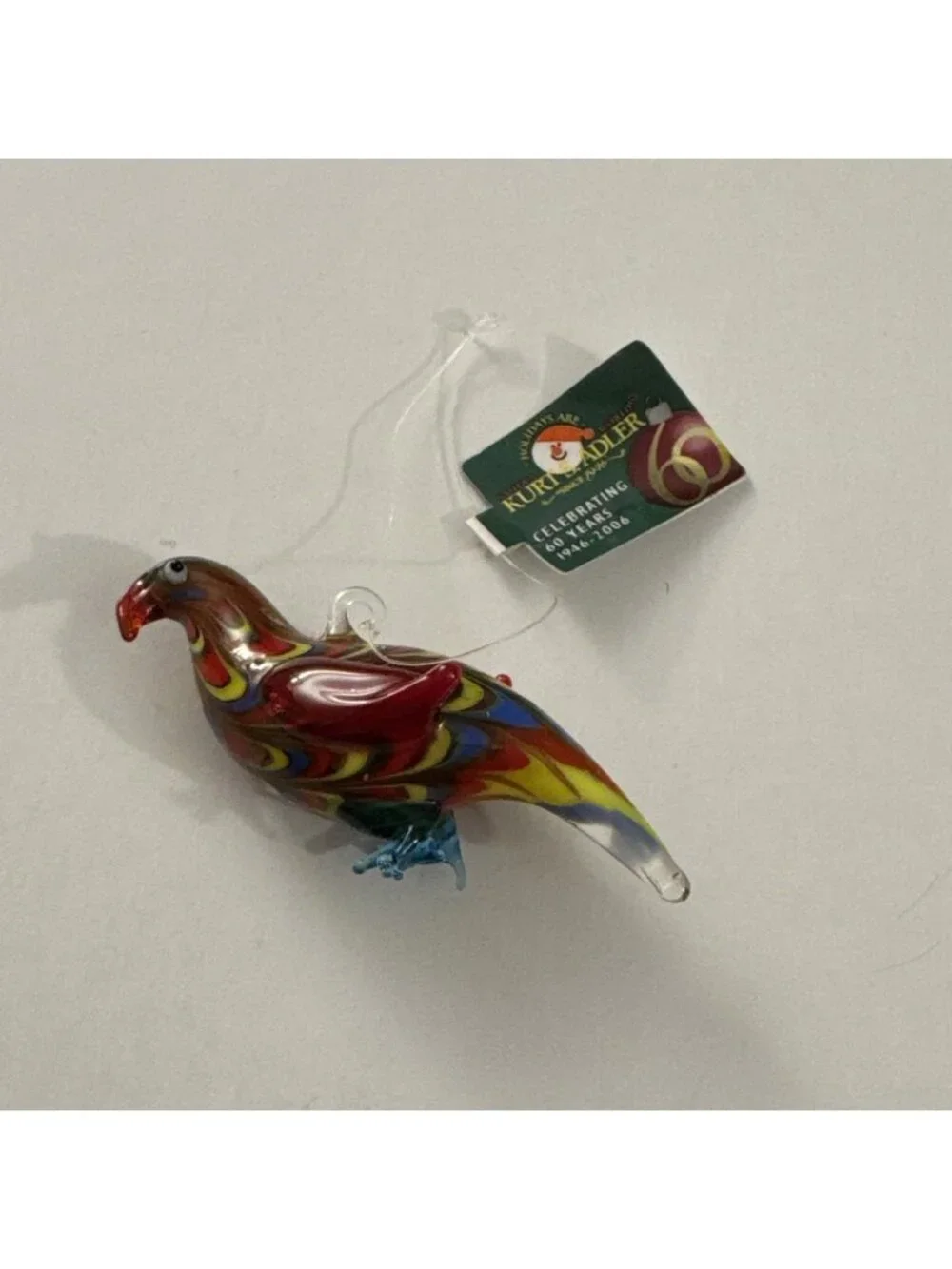 New Kurt Adler Red Multi Colored Glass Bird MM8